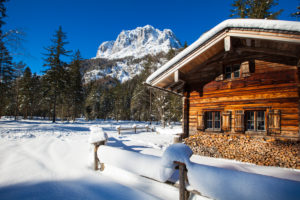 Winter dream in Bavaria, wooden hut Winter dream in Bavaria, wooden hut